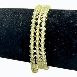 VINTAGE YELLOW FACETED CRYSTAL STRETCH BRACELETS - SET OF 3